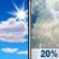 Today: A 20 percent chance of showers and thunderstorms after 3pm.  Mostly sunny, with a high near 92. West wind 5 to 11 mph becoming north northeast in the afternoon. Winds could gust as high as 20 mph. 