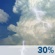 This Afternoon: A 30 percent chance of showers and thunderstorms. Partly sunny, with a steady temperature around 86. South southeast wind around 10 mph, with gusts as high as 16 mph. This Afternoon: A 30 percent chance of showers and thunderstorms. Partly sunny, with a steady temperature around 86. South southeast wind around 10 mph, with gusts as high as 16 mph.